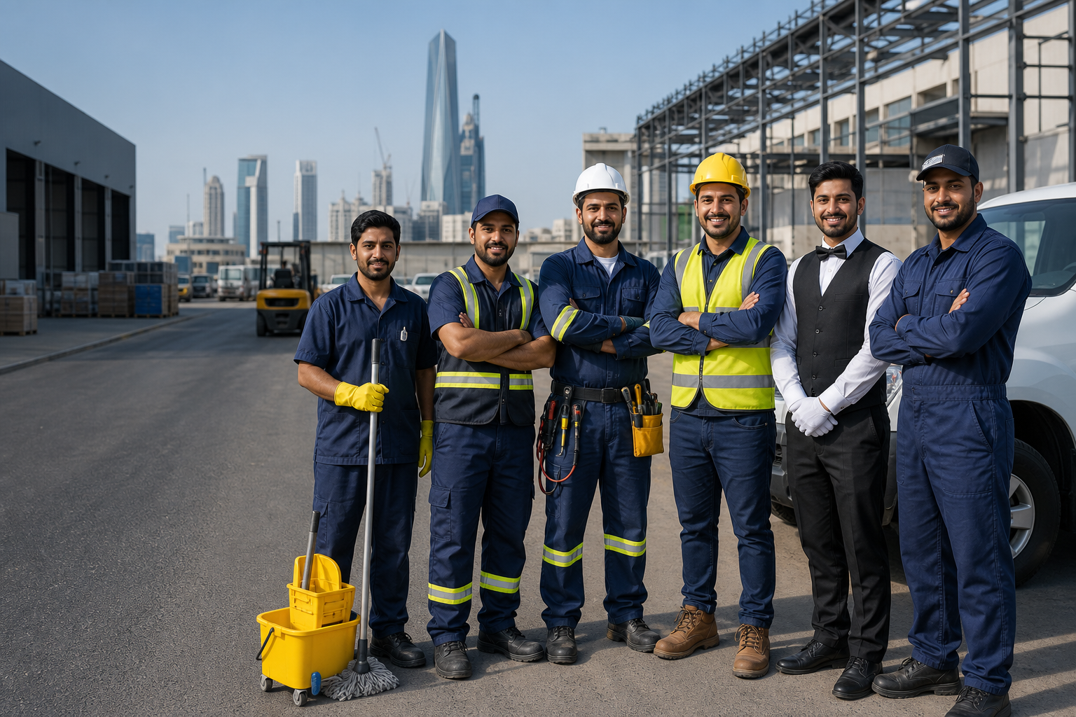 Professional Jeddah manpower team at a modern industrial site