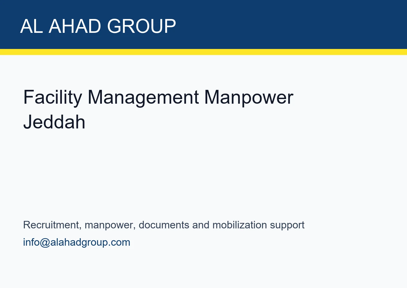 Facility Management Manpower Jeddah by AL AHAD GROUP
